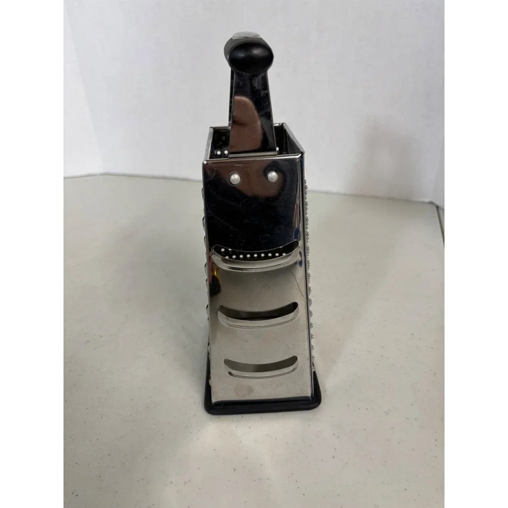 Oneida Stainless Steel Box Grater 4-Sided Cheese Shredder Vegetable Slicer Black